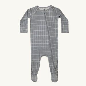 NWT - Quincy Mae ORGANIC bamboo indigo grid zip pajama